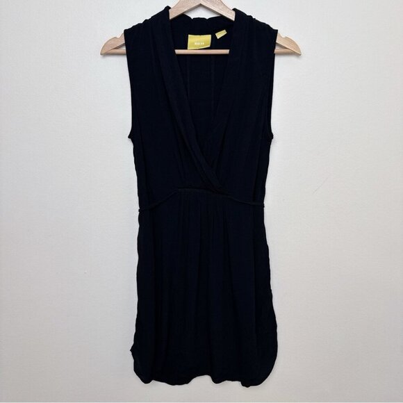 Maeve Womens Medium Black Sleeveless Gauzy V-Neck Dress - Picture 1 of 11